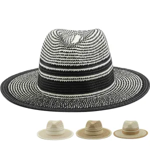 Levante Striped Fedora Hat boater hat with bow in beach sunlight