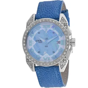 Locman Men's Watch - Cavallo Pazzo MOP Dial Blue Leather Strap | 161MOPSKDC/SKOS 
