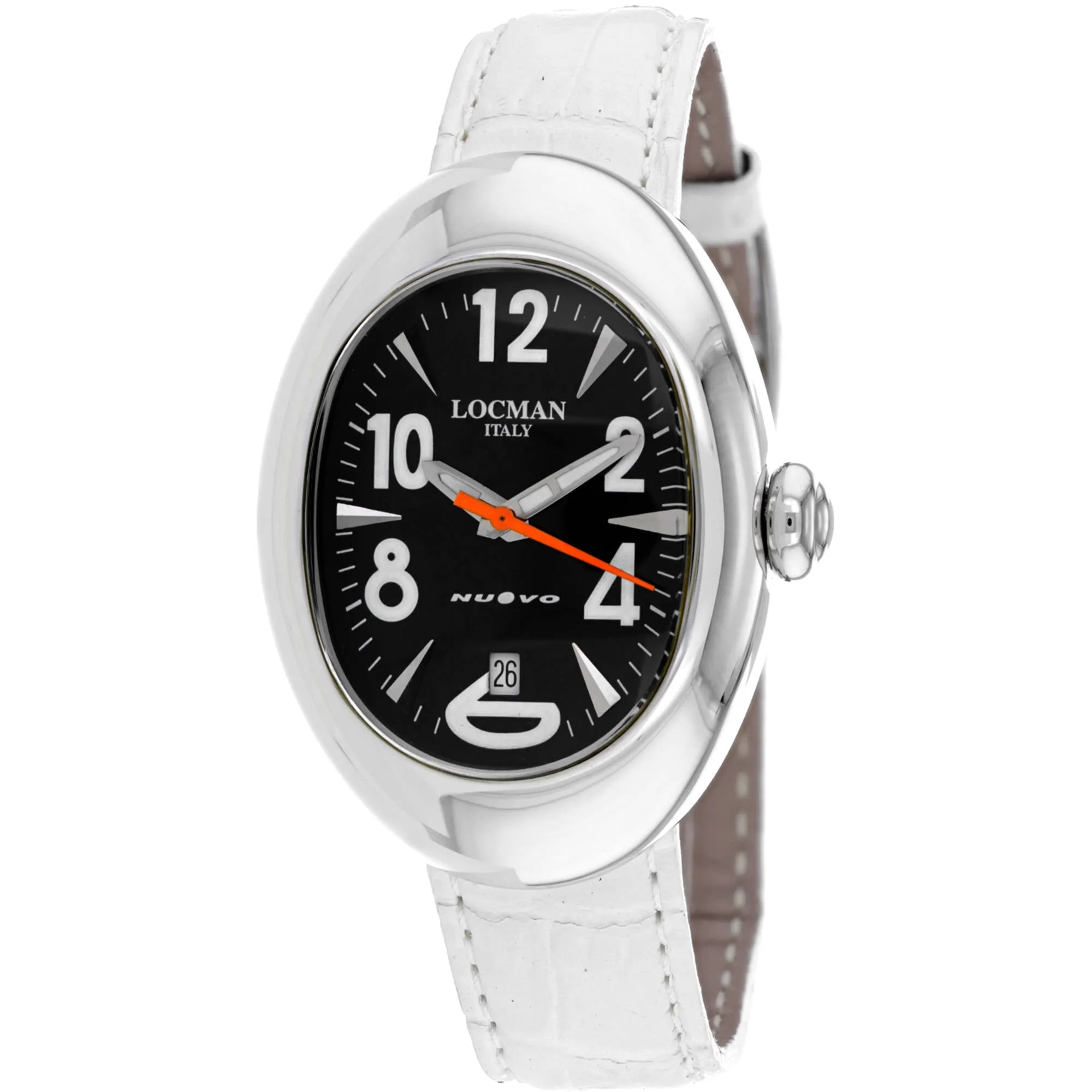 Locman Women's Watch - Classic Quartz Black Dial White Leather Strap | 2000WB Luxury Quartz Watch Quartz Watch Sale