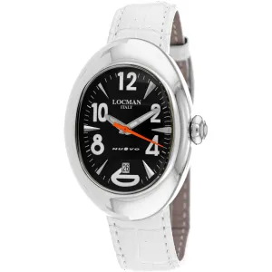 Locman Women's Watch - Classic Quartz Black Dial White Leather Strap | 2000WB Luxury Quartz Watch Quartz Watch Sale