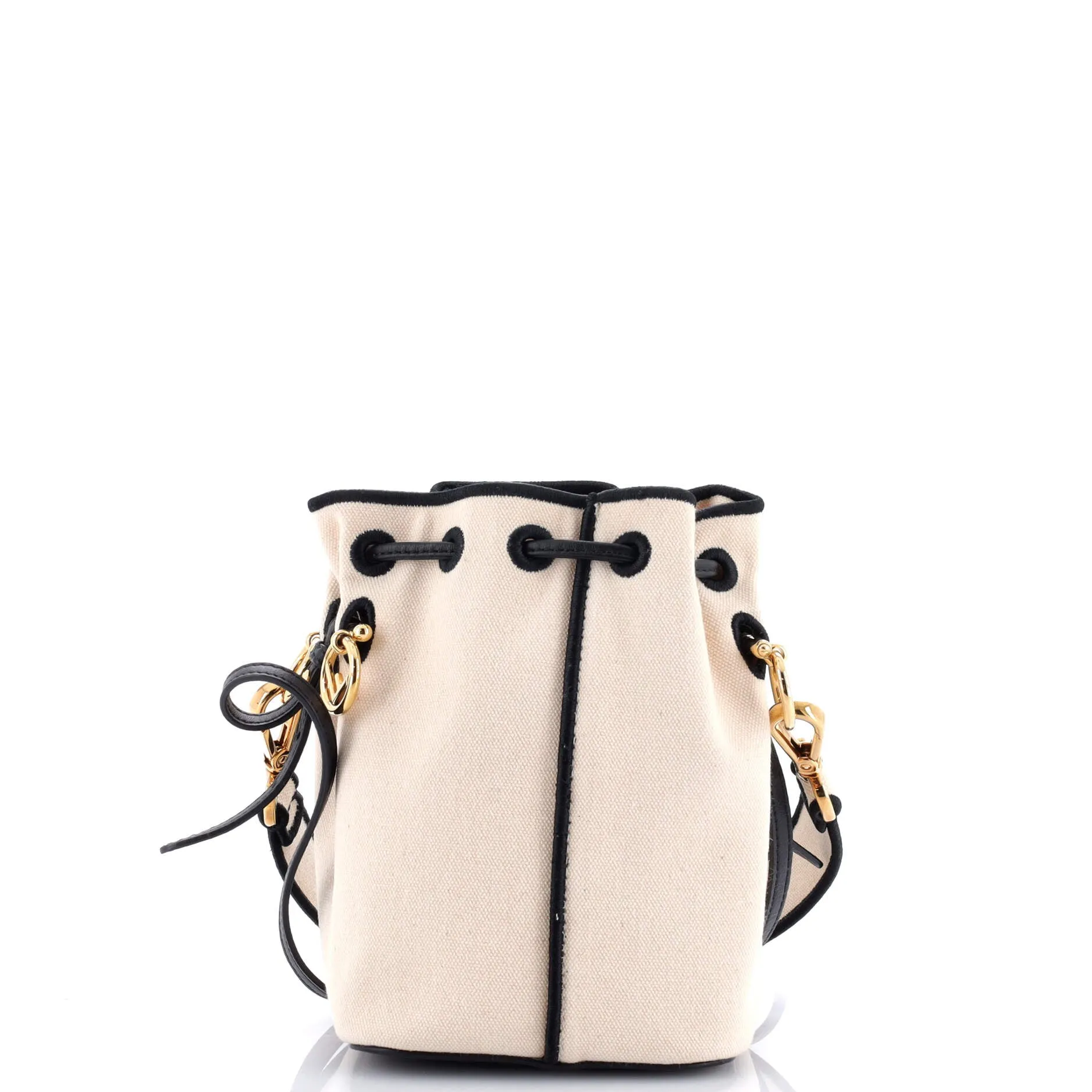 Logo Mon Tresor Bucket Bag Embroidered Canvas Mini