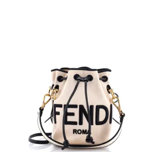 Logo Mon Tresor Bucket Bag Embroidered Canvas Mini stylish bucket bags