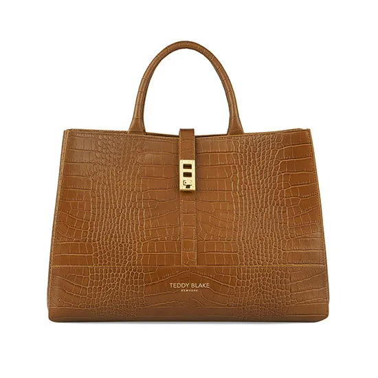 Lola Croco 15" - Camel Brown handle bags on sale