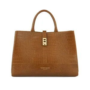 Lola Croco 15" - Camel Brown handle bags on sale