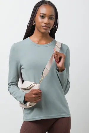 Long Sleeve Crew Neck T-Shirt Green,women t-shirt cotton,women t-shirt top,boutique women's clothing
