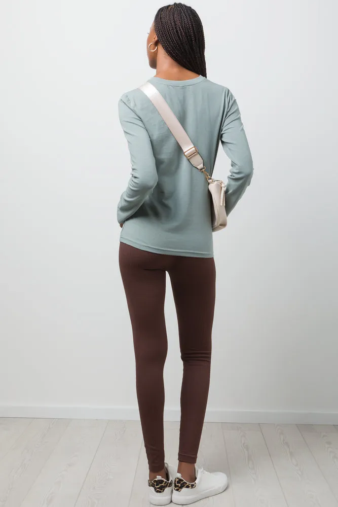 Long Sleeve Crew Neck T-Shirt Green