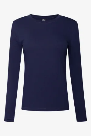 Long Sleeve Crew Neck T-Shirt Navy,women t-shirt cotton,women t-shirt top,boutique women's clothing