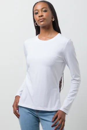 Long Sleeve Crew Neck T-Shirt White,women t-shirt cotton,women t-shirt top,boutique women's clothing