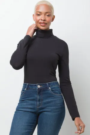 Long Sleeve Poloneck Black,women t-shirt cotton,women t-shirt top,boutique women's clothing