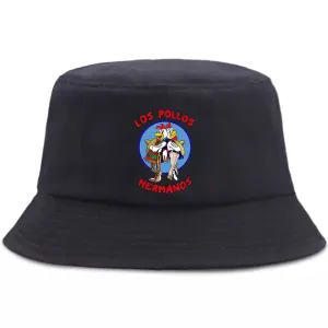 Los Pollos Hermanos Plain Bucket Hat boater hat with bow in beach sunlight