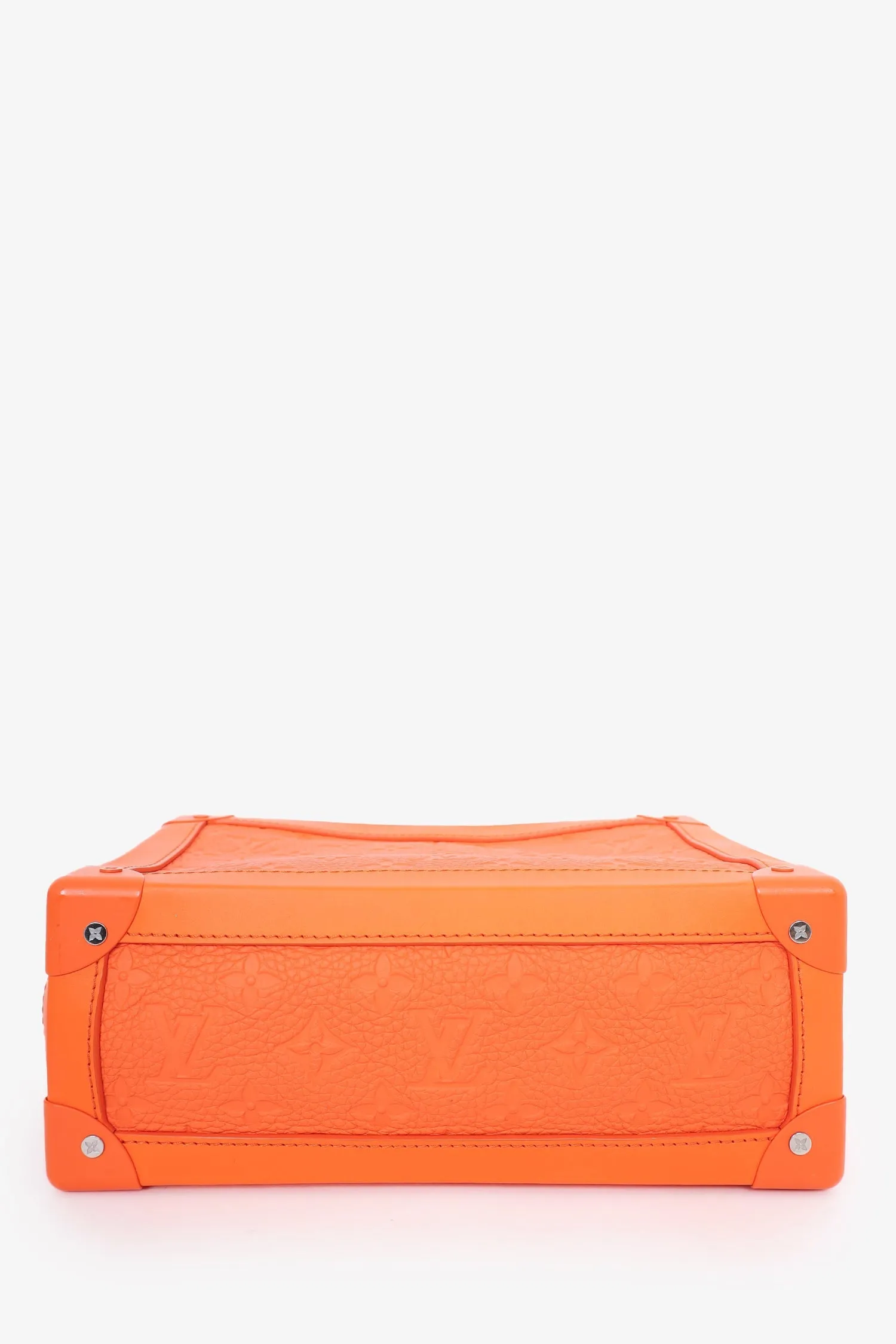 Louis Vuitton 2019 Orange Embossed Leather Soft Trunk Crossbody Bag