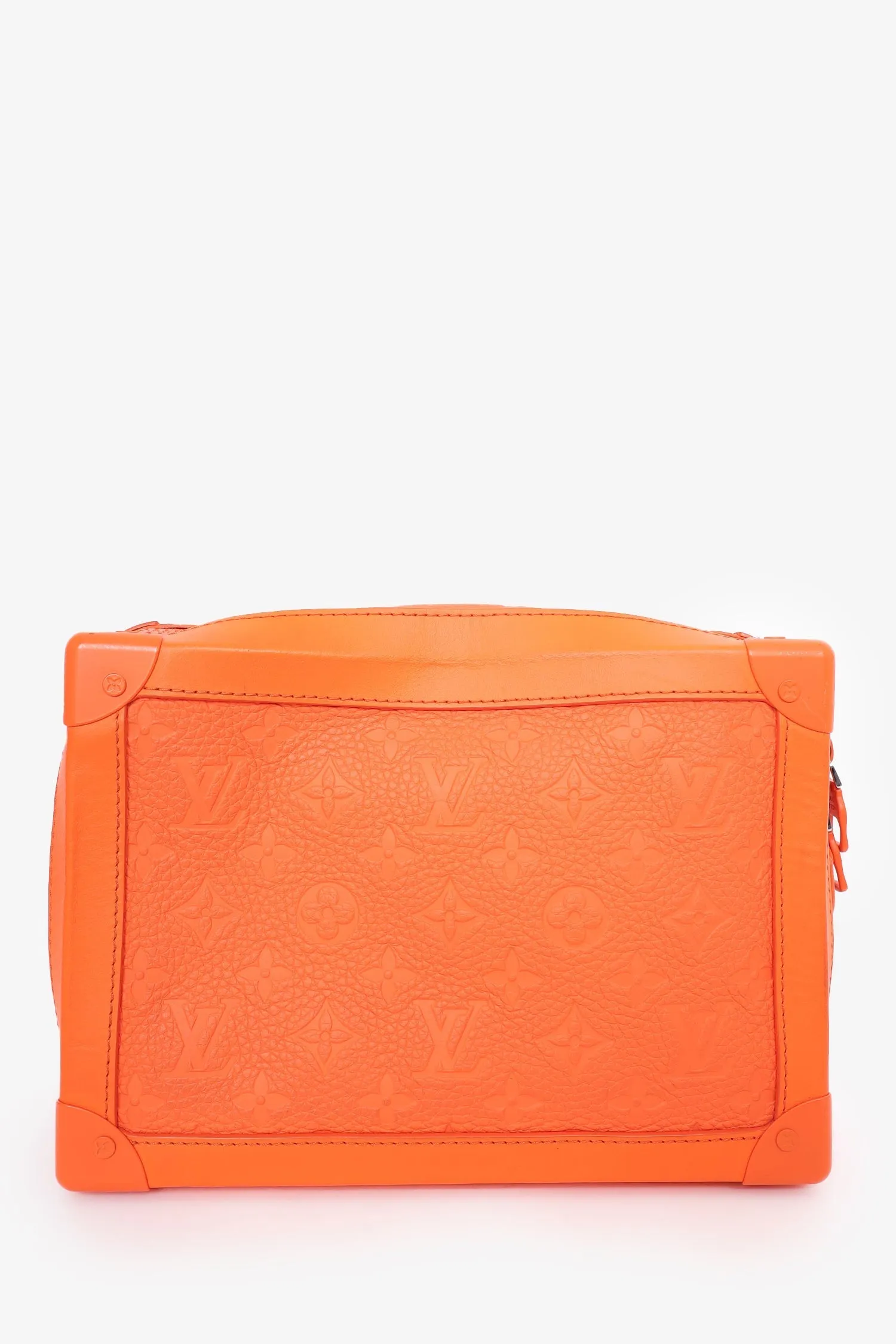 Louis Vuitton 2019 Orange Embossed Leather Soft Trunk Crossbody Bag