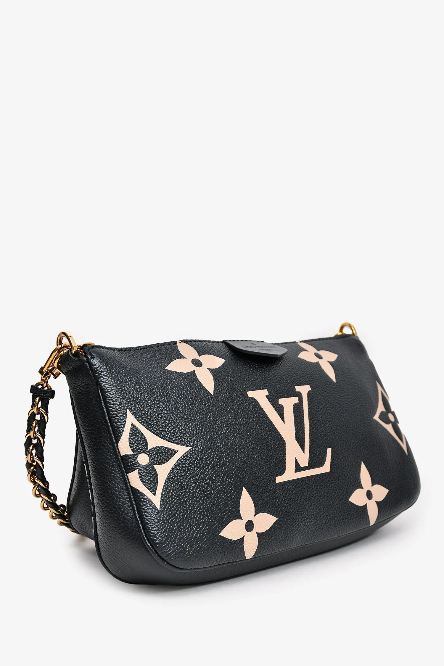 Louis Vuitton Black Leather Empreinte Monogram Giant Multi Pochette Crossbody