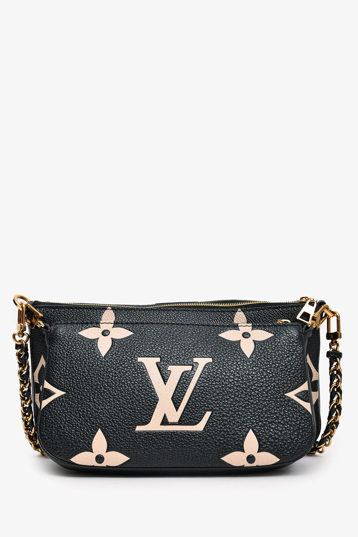 Louis Vuitton Black Leather Empreinte Monogram Giant Multi Pochette Crossbody