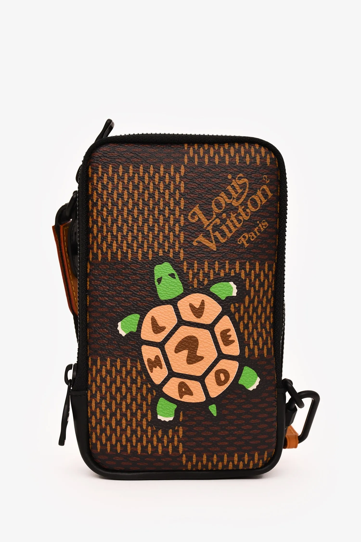 Louis Vuitton x Nigo Brown Giant Damier Ebene Double Phone Pouch Crossbody