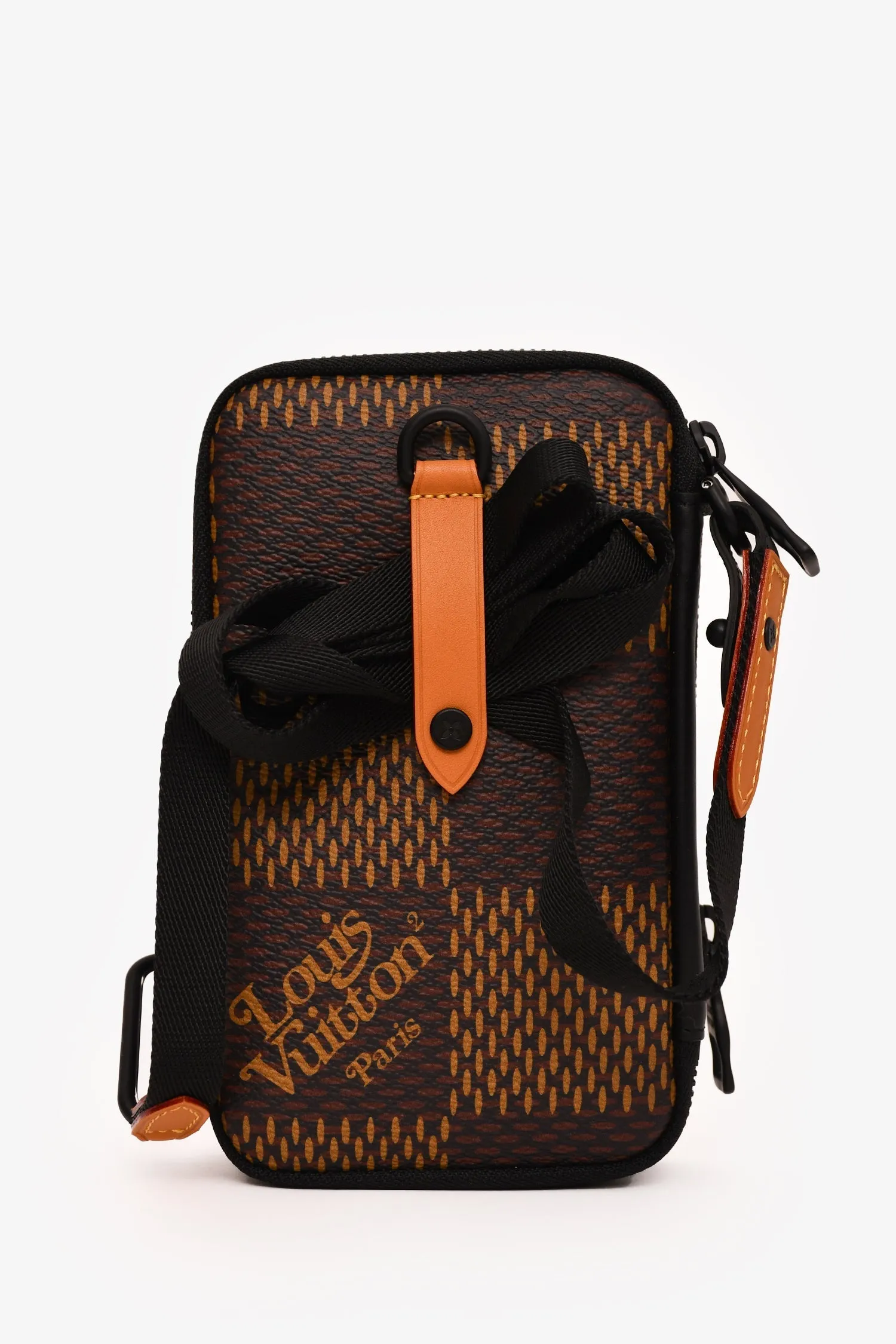 Louis Vuitton x Nigo Brown Giant Damier Ebene Double Phone Pouch Crossbody