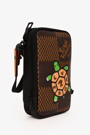 Louis Vuitton x Nigo Brown Giant Damier Ebene Double Phone Pouch Crossbody anti-theft crossbody bags sale
