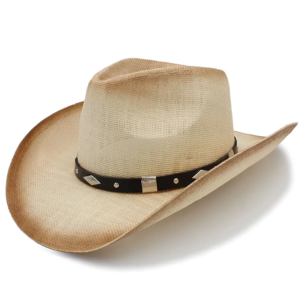 Luke Straw Cowboy Hat boater hat with bow in beach sunlight