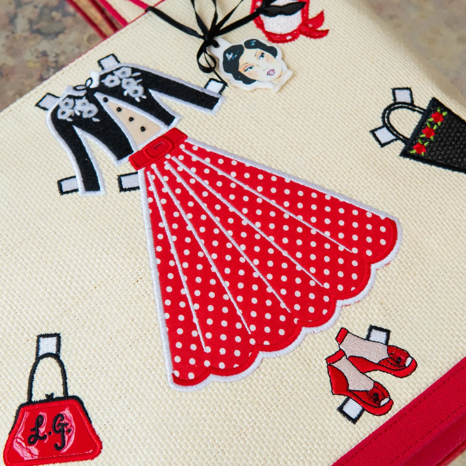 Lulu Guinness Paper Doll Raffia Tote Bag