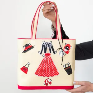 Lulu Guinness Paper Doll Raffia Tote Bag handbags sale 80% off