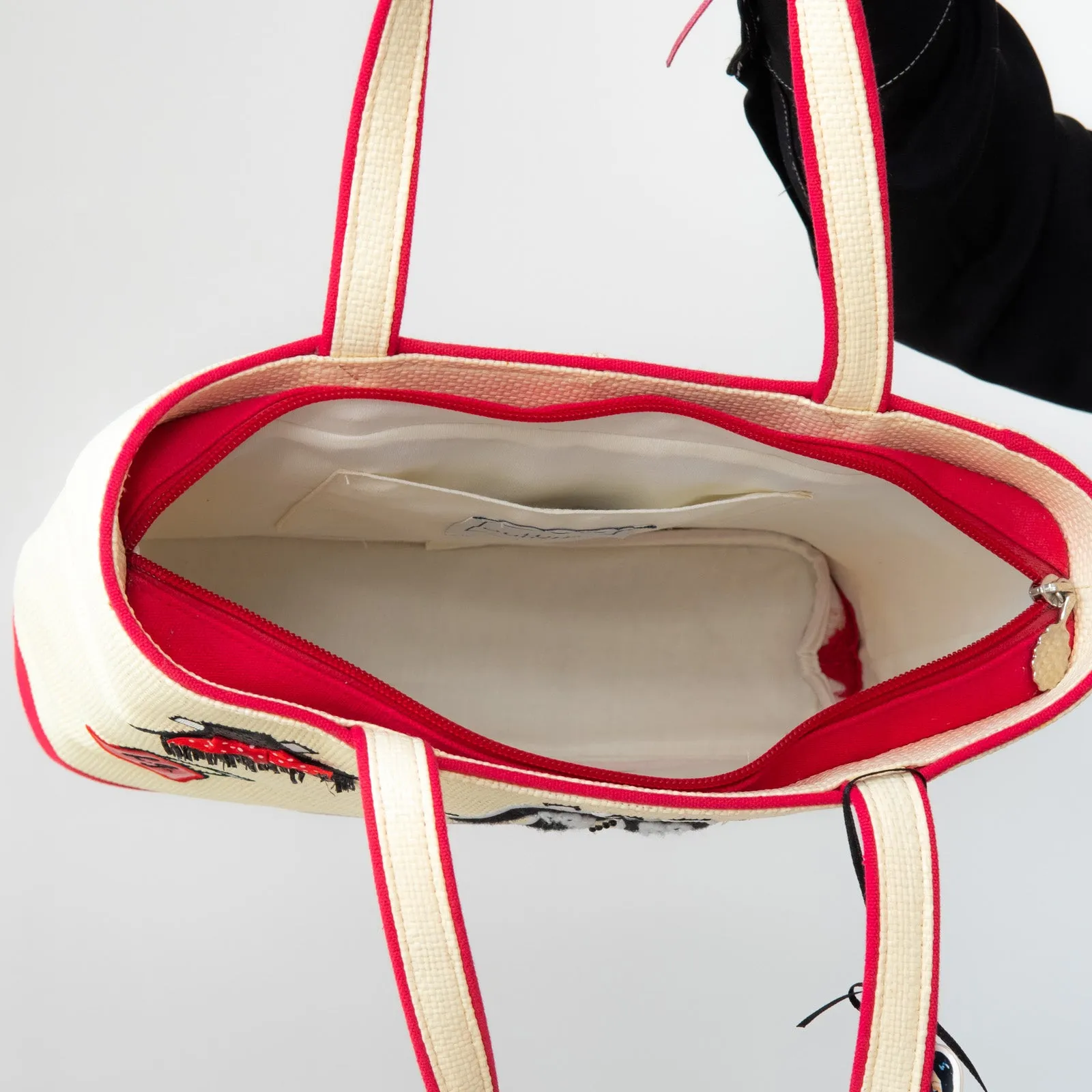 Lulu Guinness Paper Doll Raffia Tote Bag