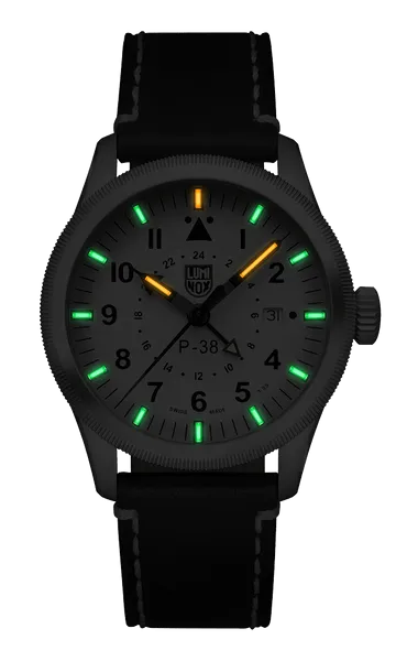 Luminox P?C38 Lightning Pilot Black Leather Strap Men's Watch XA.9527
