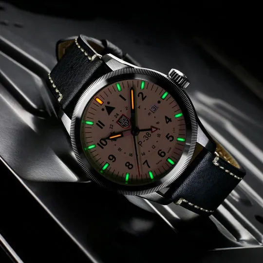 Luminox P?C38 Lightning Pilot Black Leather Strap Men's Watch XA.9527