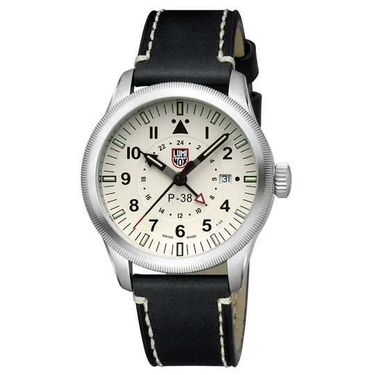 Luminox P?C38 Lightning Pilot Black Leather Strap Men's Watch XA.9527