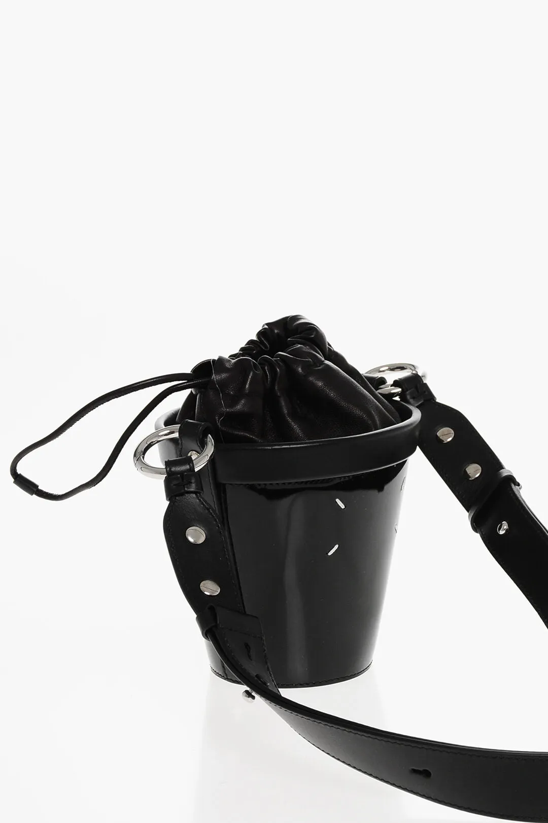 Maison Margiela Patent Leather Bucket Bag With Adjustable Shoulder Strap