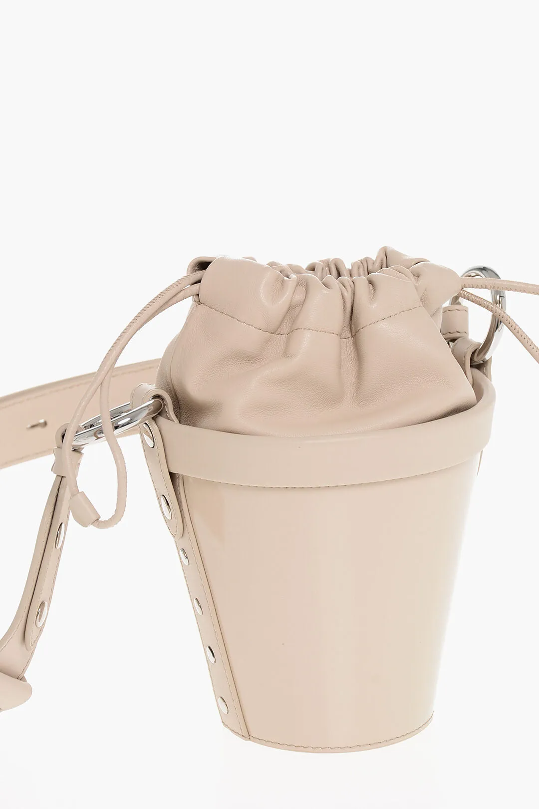 Maison Margiela Patent Leather Bucket Bag With Adjustable Shoulder Strap