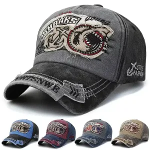 Mako Shark Cotton Baseball Cap stylish boater hat with ribbon on model