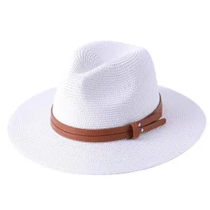 Marbella Summer Fedora Hat stylish boater hat with ribbon on model