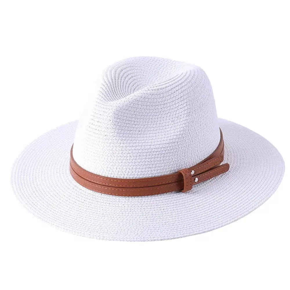 Marbella Summer Fedora Hat stylish boater hat with ribbon on model