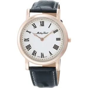 Mathey Tissot Men's Watch - City Rose Gold Case White Dial Brown Strap | H611252PBR 
