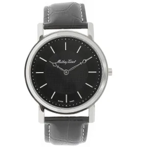 Mathey Tissot Men's Watch - City Steel Case Black Dial Leather Strap | H611252AN 