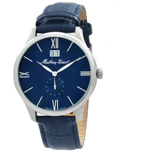 Mathey Tissot Men's Watch - Edmond Steel Case Blue Dial Leather Strap | H1886QABU 