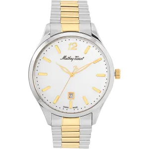 Mathey Tissot Men's Watch - Urban Quartz White Dial Two Tone Steel Bracelet H411MBI 