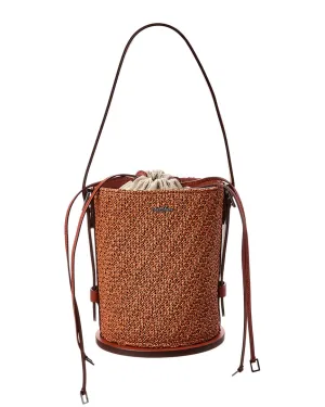 Max Mara Logo Plaque Leather-Trim Bucket Bag stylish bucket bags
