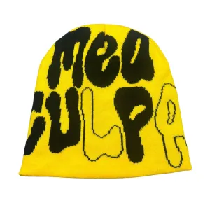 Mea Culpa Classic Beanie stylish boater hat with ribbon on model