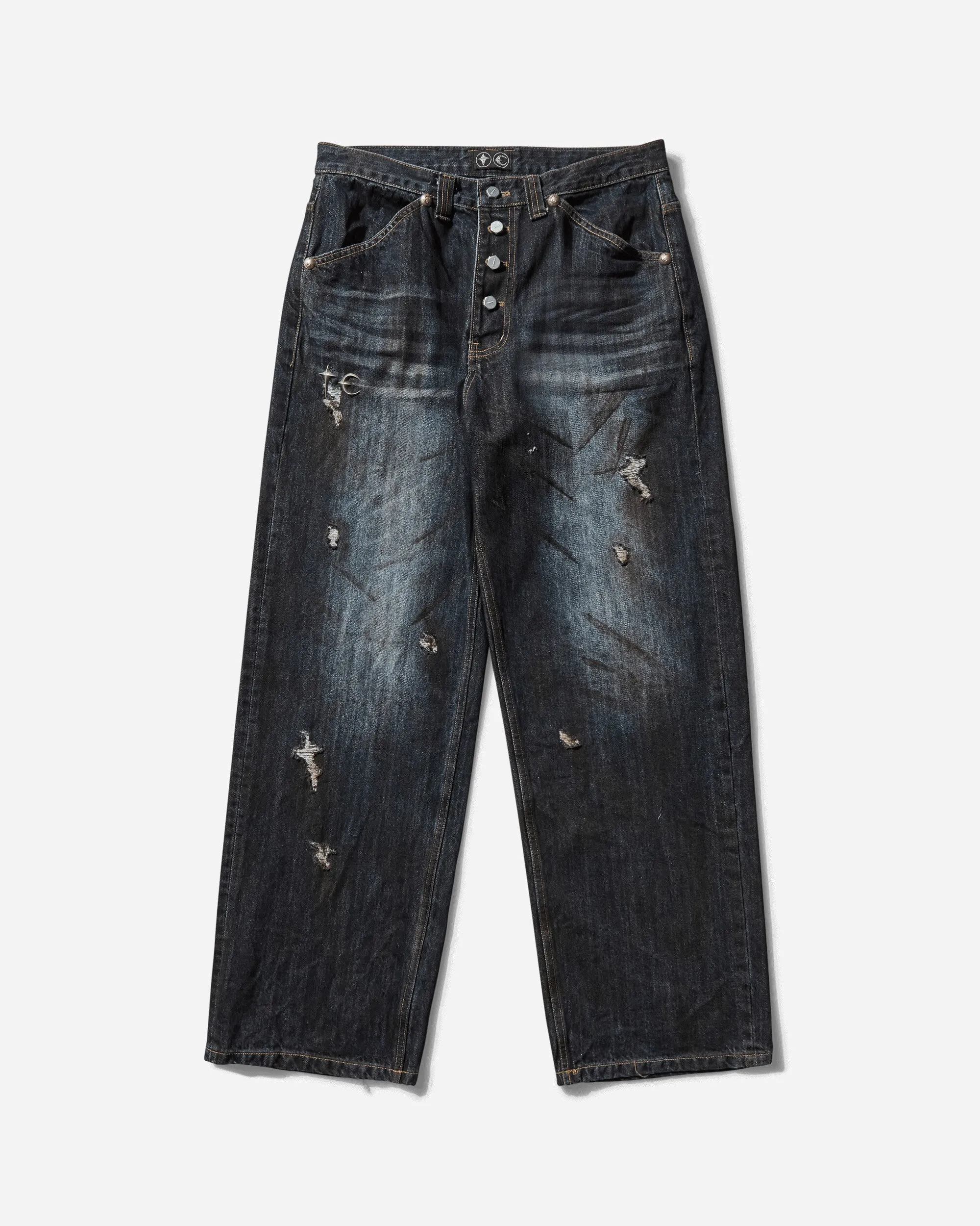 Men's Burn Down Denim Pants Blue Men's sweatshirt