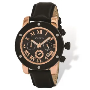 Mens Chisel Rose IP-plated Black Dial Chronograph Watch Luxury Quartz Watch Quartz Watch Sale