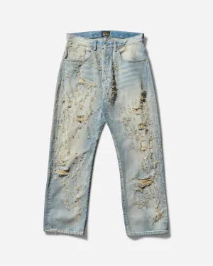 Men's Destroyed Lace Batten Jeans Blue Men's sweatshirt