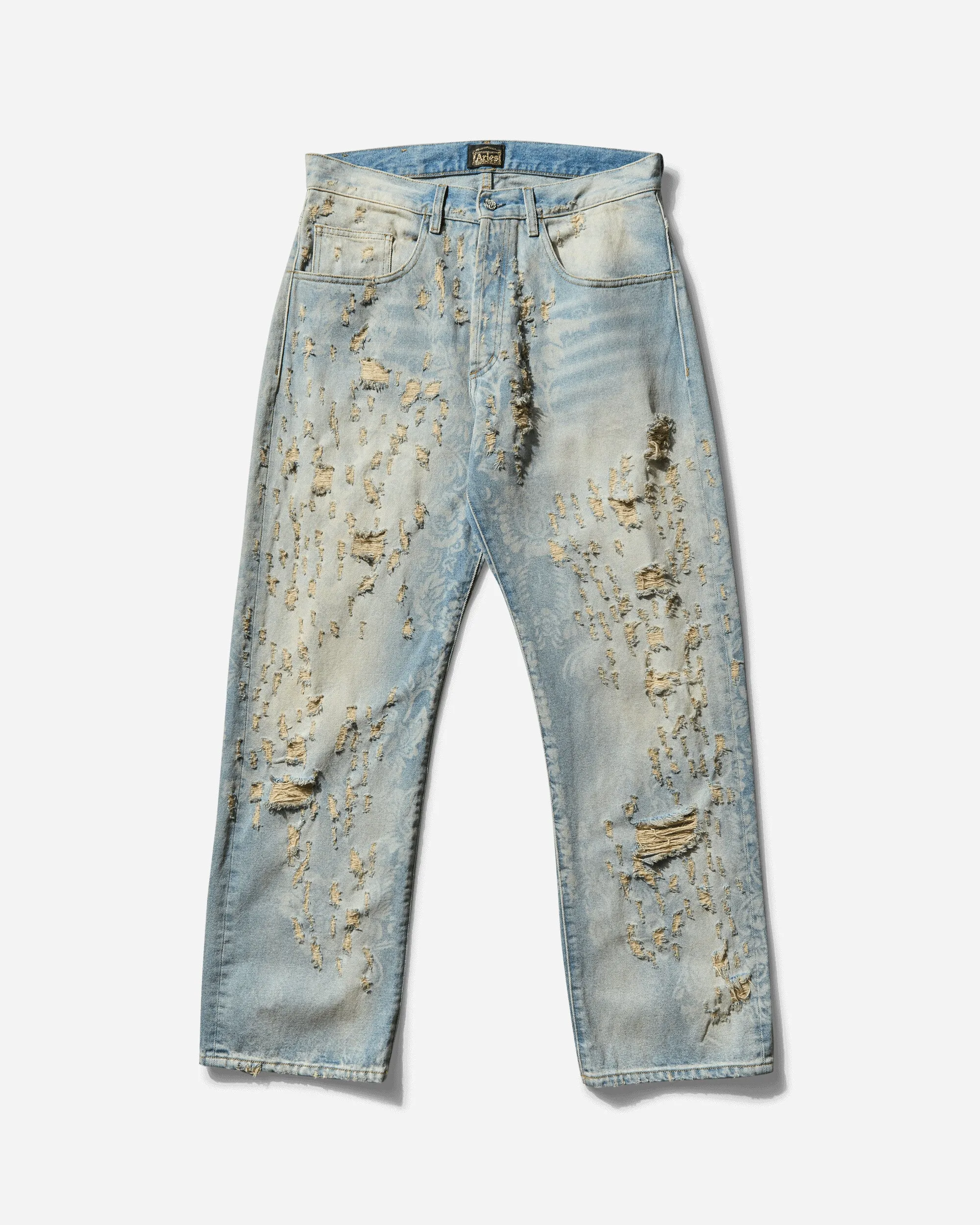 Men's Destroyed Lace Batten Jeans Blue Men's sweatshirt