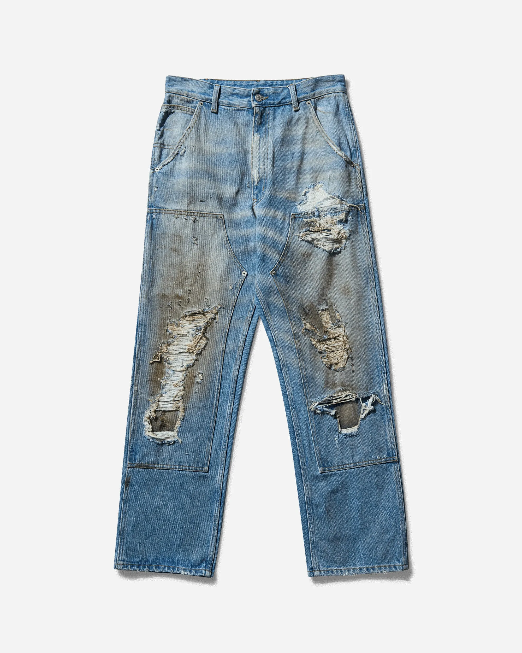 Men's Distressed Double Knee Jeans Blue Men's sweatshirt