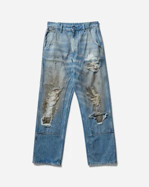 Men's Distressed Double Knee Jeans Blue Men's sweatshirt