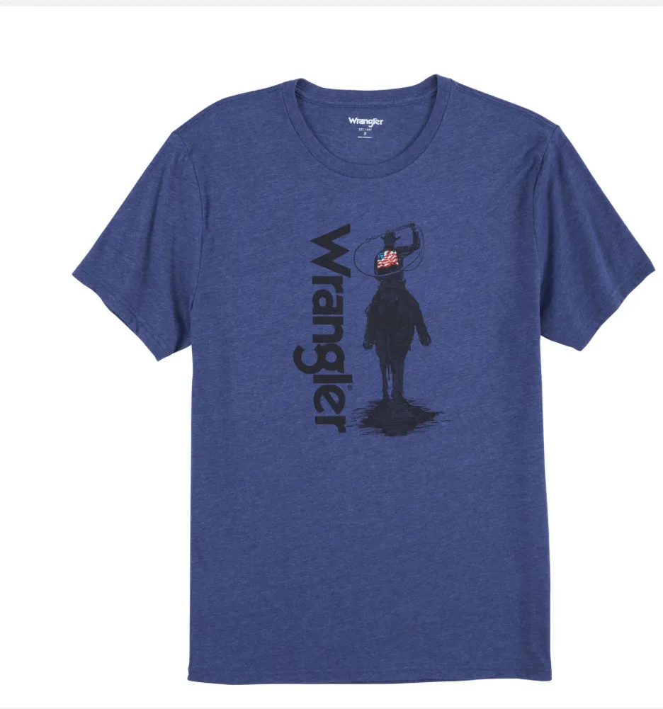T-shirt graphique cowboy avec lasso pour hommes en denim heather Wrangler Clothing