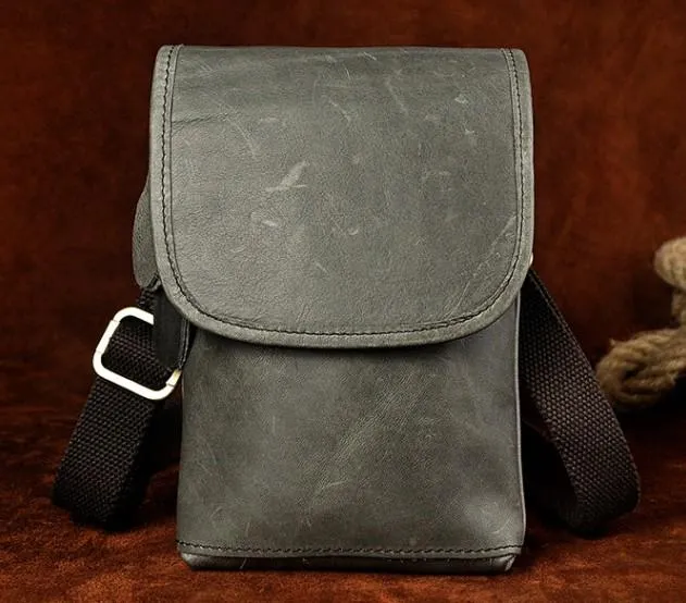 Mens Leather Small Belt Pouch Side Bag Waist Pouch Holster Belt Cases for Men