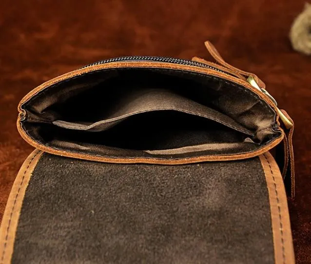 Mens Leather Small Belt Pouch Side Bag Waist Pouch Holster Belt Cases for Men