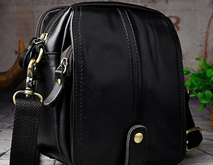 Mens Leather Small Belt Pouch Side Bags Waist Pouches COURIER BAG Holster Belt Case for Men