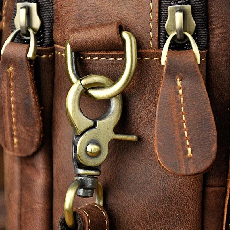 Mens Leather Small Side Bag COURIER BAG Waist Bag Holster Belt Case Belt Pouch for Men